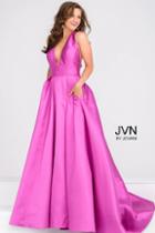 Jovani - V Neck Mikado Prom Ballgown With Pleated Skirt Jvn47530