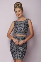 Tiffany Homecoming - Deep V Back Two-piece Glittering Lace Short Dress 27119