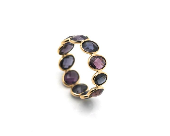 Tresor Collection - Multicolor Spinel Oval Stackable Ring Bands In 18k Yellow Gold