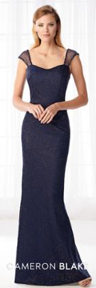 Cameron Blake - 218620w Fitted Sweetheart Cap Sleeves Evening Dress