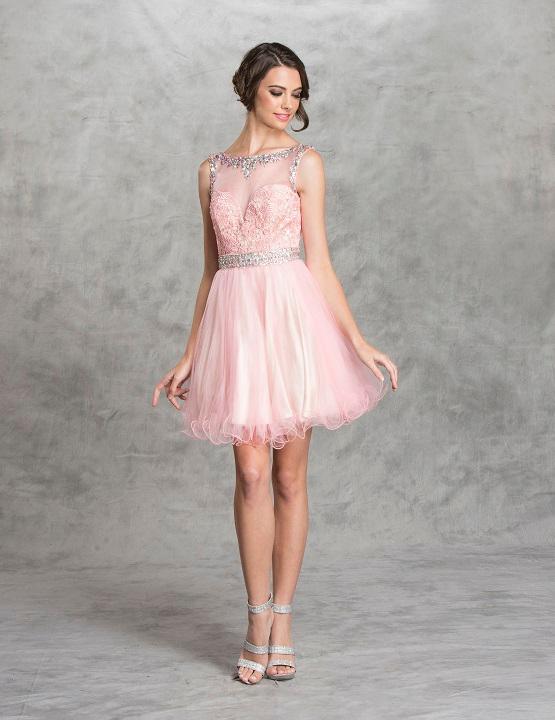 Aspeed - S1483 Embellished Illusion Bateau Homecoming Dress