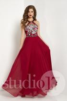 Studio 17 - 12675 Multi-colored Floral Lace Chiffon A-line Dress