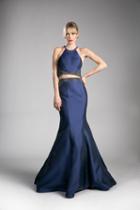 Cinderella Divine - Halter Neck Beaded Two-piece Mermaid Gown