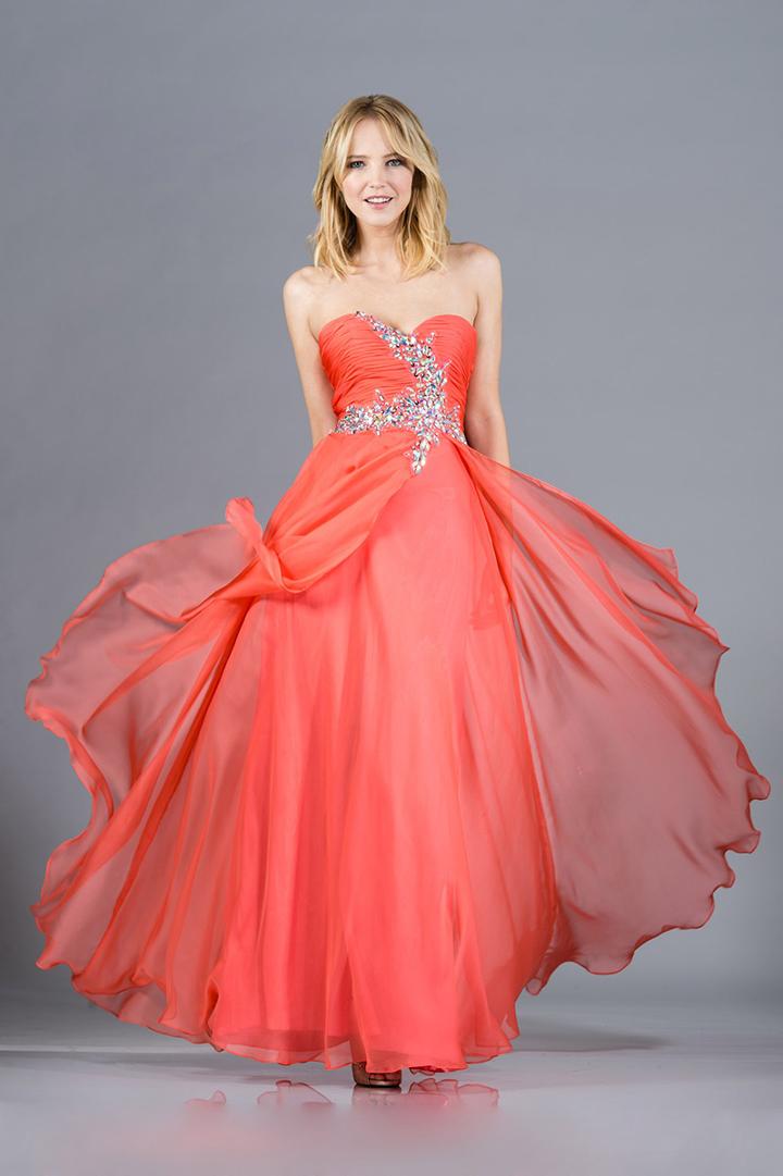 Cinderella Divine - Strapless Pleated Jeweled Sweetheart A-line Dress