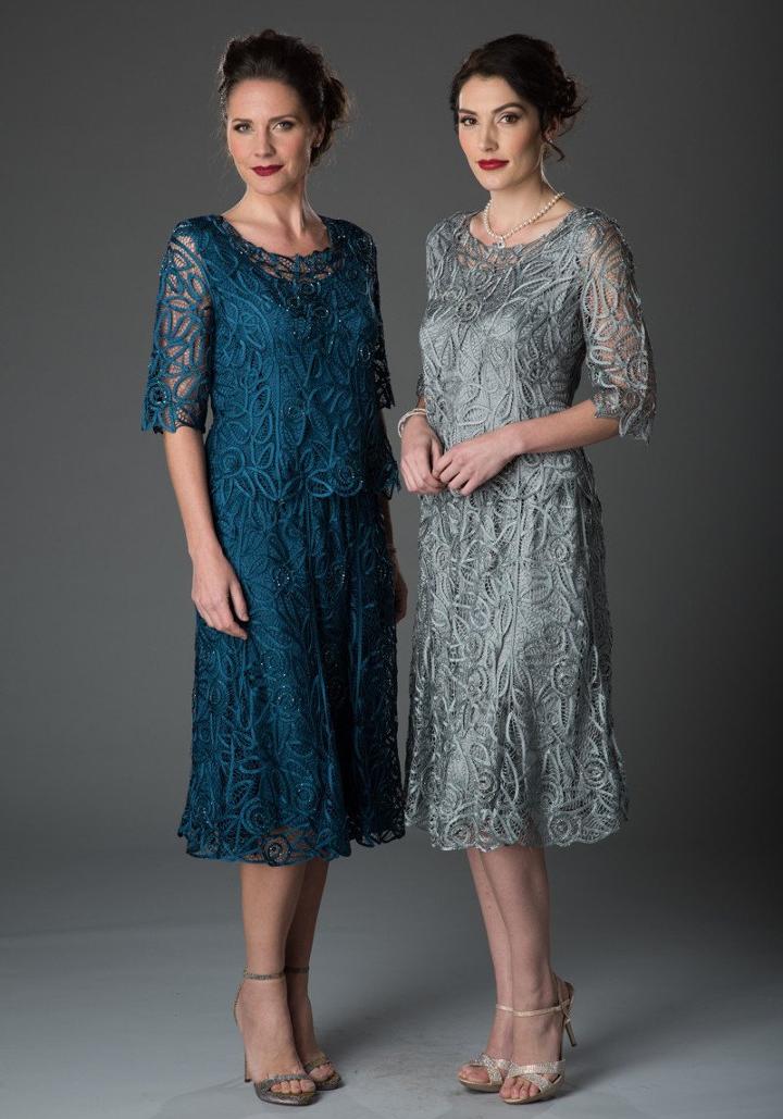 Soulmates - C9128 Silk Hand Crochet Short Sleeve Top With Skirt Set