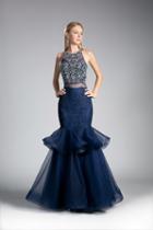 Cinderella Divine - Sleeveless Faux Two-piece Mermaid Gown