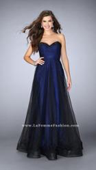 La Femme - Rhinestone-studded Sweetheart Overlay Long Evening Gown 23723