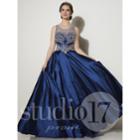 Studio 17 - Bead Embellished Scoop Neck Taffeta A-line Dress 12644