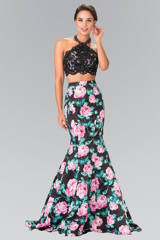 Elizabeth K - Two Piece Halter Mermaid Gown Gl2259