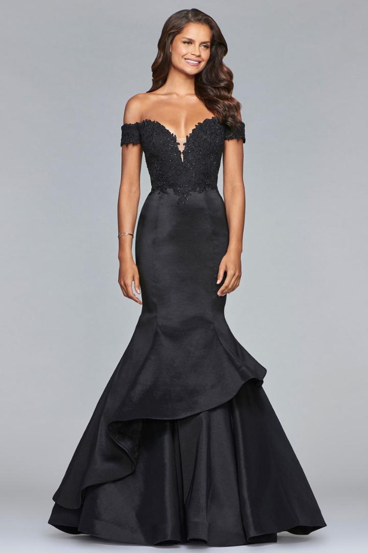 Faviana - 10103 Beaded Lace Off Shoulder Mermaid Gown