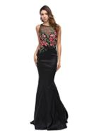 Embroidered Sheer Bodice Mermaid Dress