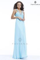 Faviana - Divine Ruched Chiffon Dress With Embellished Straps 7336