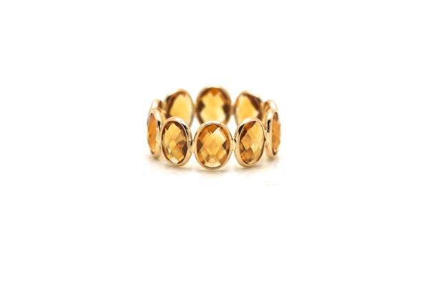 Tresor Collection - Citrine Gemstone Stackable Ring Band In 18k Yellow Gold