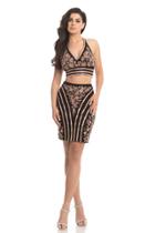 Johnathan Kayne - 8232 Two Piece Beaded Halter V-neck Cocktail Dress