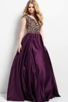 Jovani - 50439 Embroidered V-neck Ballgown