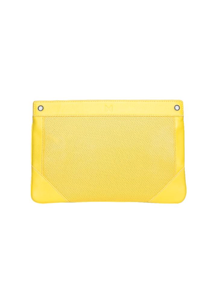 Mofe Handbags - Lacuna Sleek Clutch Yellow/gunmetal / Genuine Leather