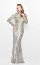Primavera Couture - 1721 Long Sleeve Embellished Sheath Gown
