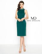 Mac Duggal - 12082r Jewel Encrusted High Neck Cocktail Dress