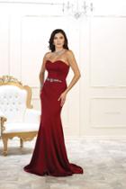 May Queen - Mq1497 Strapless Glimmering Waist Evening Gown