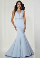 Tiffany Homecoming - 46133 Deep V-neck Crepe Mermaid Gown