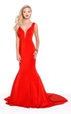 Shail K - Sleeveless Plunging V Neck Mermaid Gown 3980