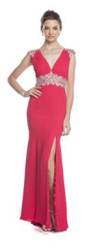 Aspeed - L1603 Crystal Embellished Fitted Evening Dress