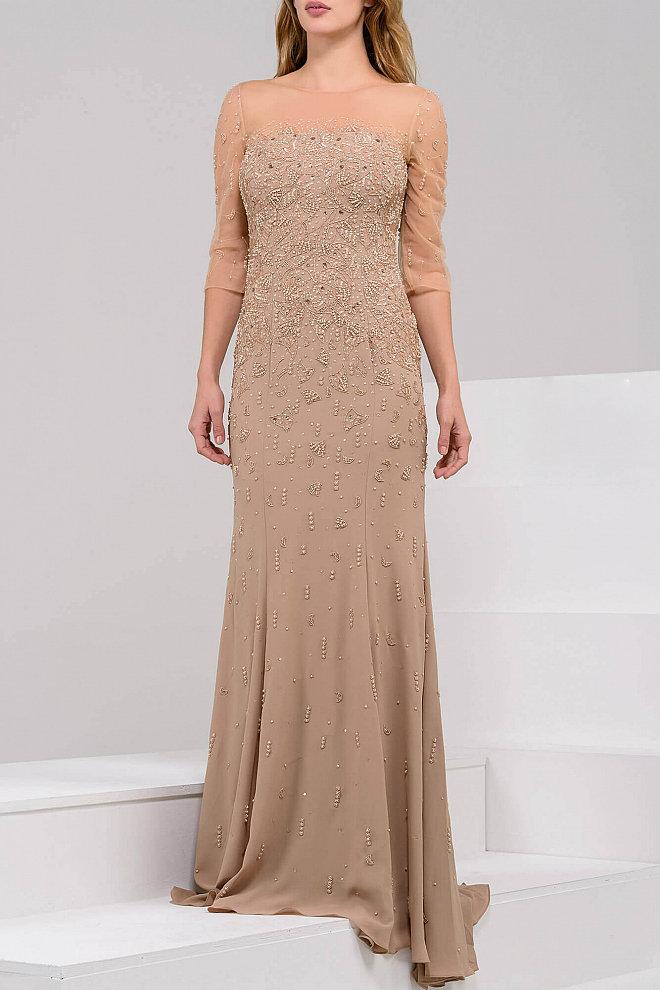Jovani - 41876 Beaded Bateau Neck Sheath Dress