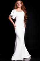 Jovani - 54789 One Ruffle Sleeve Asymmetric Mermaid Dress