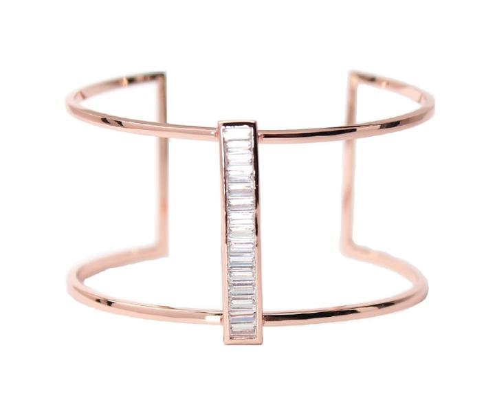 Rachael Ryen - Baguette Cuff Bracelet In Rose Gold