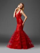 Clarisse Couture - 4951 Sparkling Sequined Plunge Evening Dress