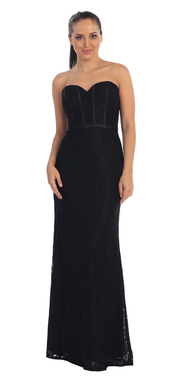 Strapless Lace Corset Back Long Dress
