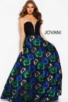 Jovani - 43098 Beaded Deep Sweetheart Floral Print Evening Dress