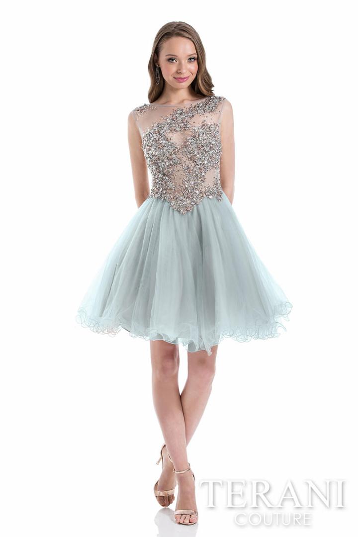 Terani Couture - 1611p0112a Sleeveless Beaded Sheer Cocktail Dress