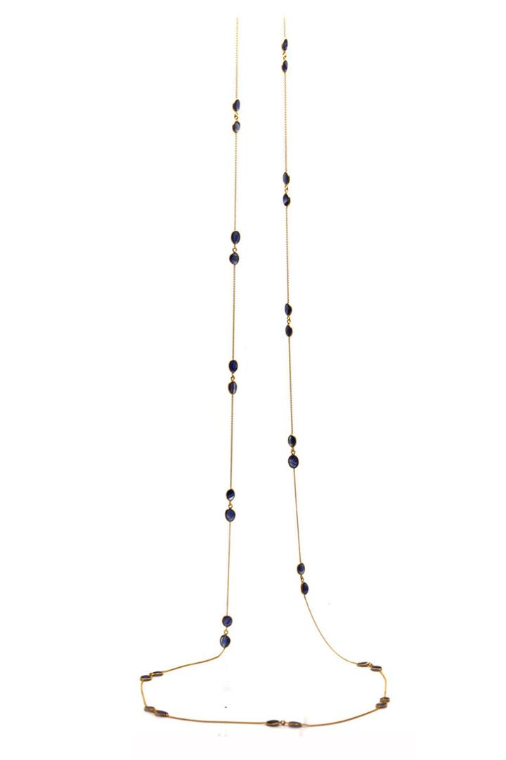 Tresor Collection - Blue Sapphire Smooth Long Necklace In 18k Yellow Gold