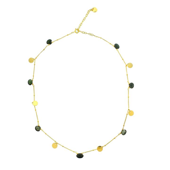 Mabel Chong - Tourmaline Coin Charm Necklace