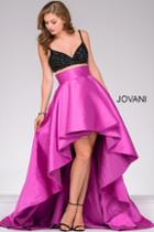 Jovani - Beaded Two Piece V-neckline High Low Dress 47862