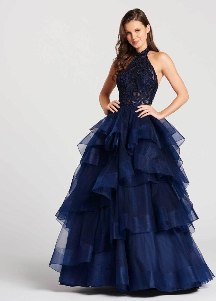 Ellie Wilde - Ew118048 Illusion High Halter Tiered Tulle Ballgown