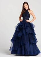 Ellie Wilde - Ew118048 Illusion High Halter Tiered Tulle Ballgown