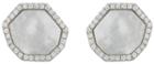 Teri Jon - Pave Mother Of Pearl Hexagon Stud Earrrings