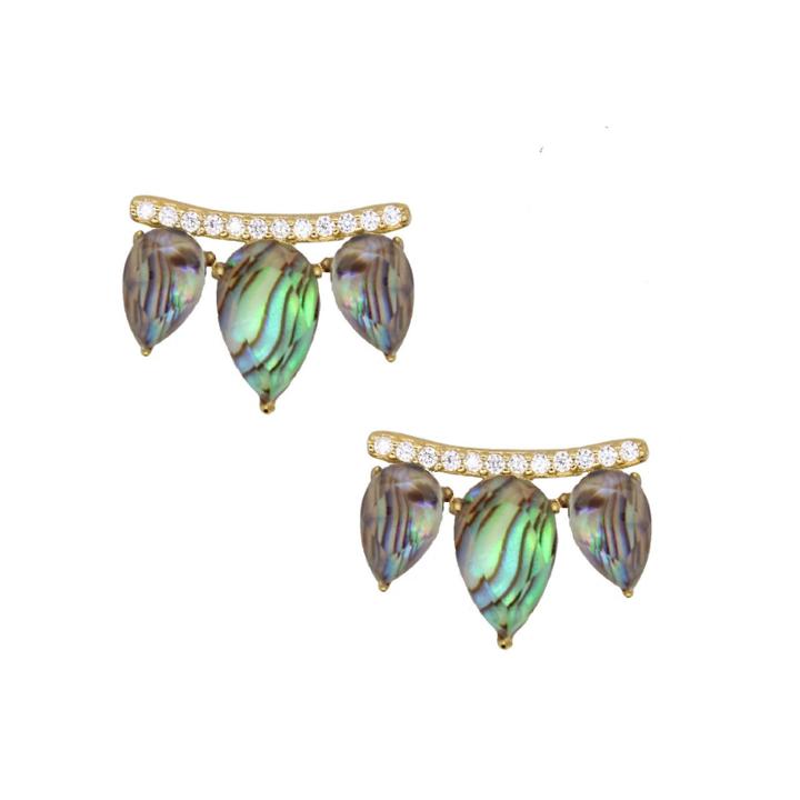 Rachael Ryen - Gemstone Wing Studs In Abalone