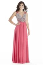 Jolene Collection - 17028 Crystal Flourished V-neck Gown