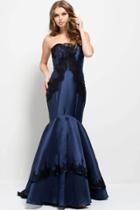 Jovani - 51728 Strapless Lace Embellished Mermaid Gown