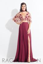 Rachel Allan - 6157 Floral Beaded Kimono Two-piece Gown