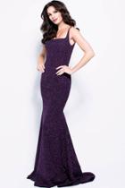 Jovani - Sleeveless Lace Up Glitter Jersey Gown 52222
