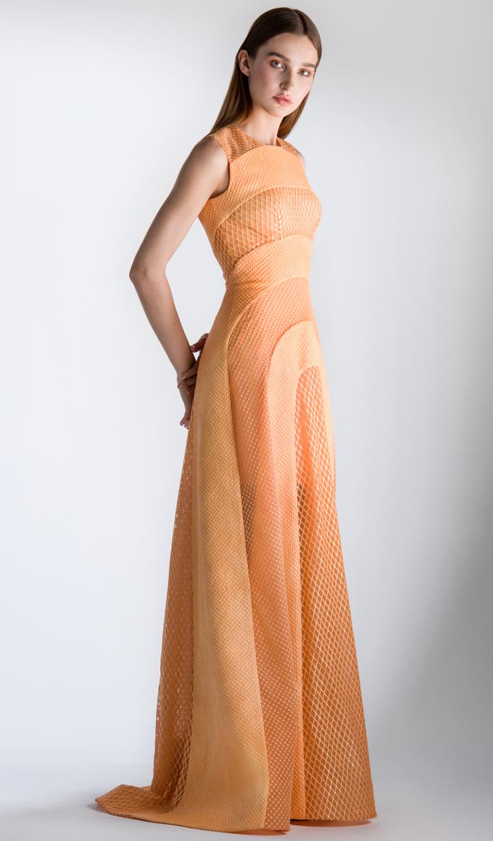 Saiid Kobeisy - 3444 Multi-cut Jewel A-line Dress With Train