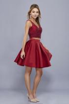 Nox Anabel - 6305 Two Piece Bedazzled V-neck A-line Dress