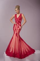 Tiffany Homecoming - Elegant Lace Applique Trumpet Long Evening Gown 46090