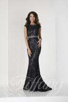 Tiffany Designs - 46118 Lavish Lace Jewel Neckline Long Gown