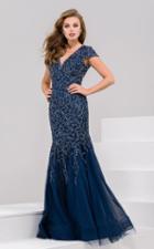 Jovani - 32725 Embellished Cap Sleeves Mermaid Gown