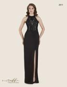 Rina Di Montella - Rd2611 Beaded Lace Halter Sheath Dress
